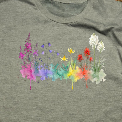 Watercolor Glacier Wildflowers T-Shirt