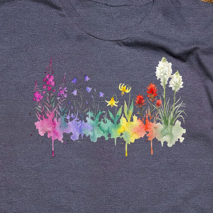Watercolor Glacier Wildflowers T-Shirt