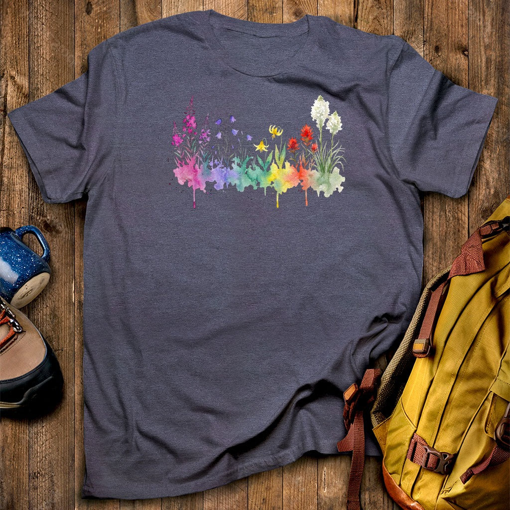 Watercolor Glacier Wildflowers T-Shirt