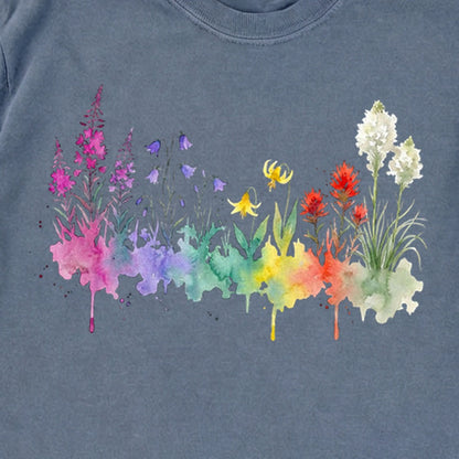 Watercolor Glacier Wildflowers Premium Long Sleeve