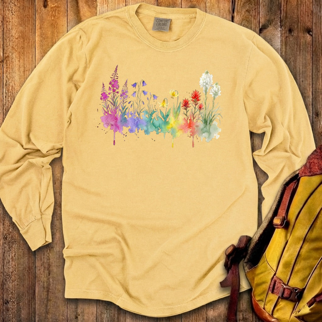 Watercolor Glacier Wildflowers Premium Long Sleeve