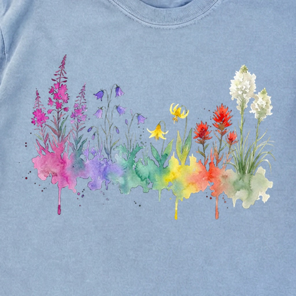 Watercolor Glacier Wildflowers Premium Long Sleeve