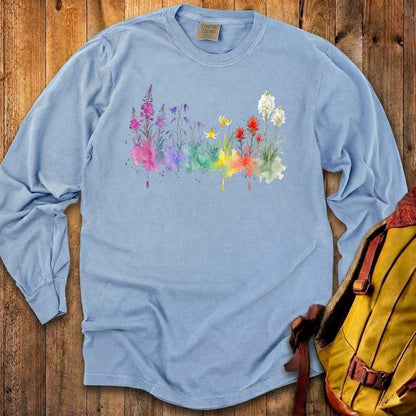 Watercolor Glacier Wildflowers Premium Long Sleeve
