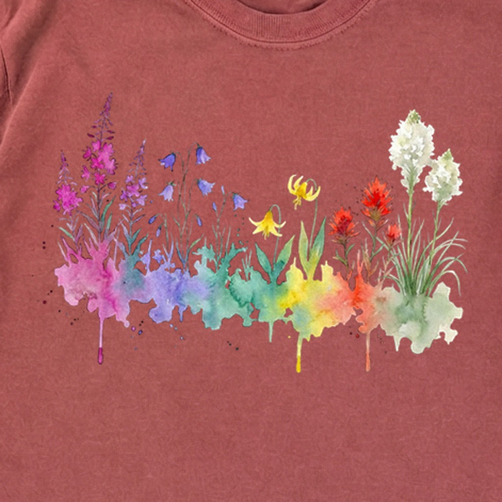 Watercolor Glacier Wildflowers Premium Long Sleeve
