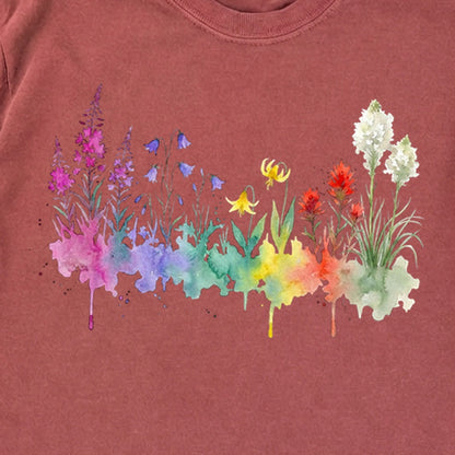 Watercolor Glacier Wildflowers Premium Long Sleeve