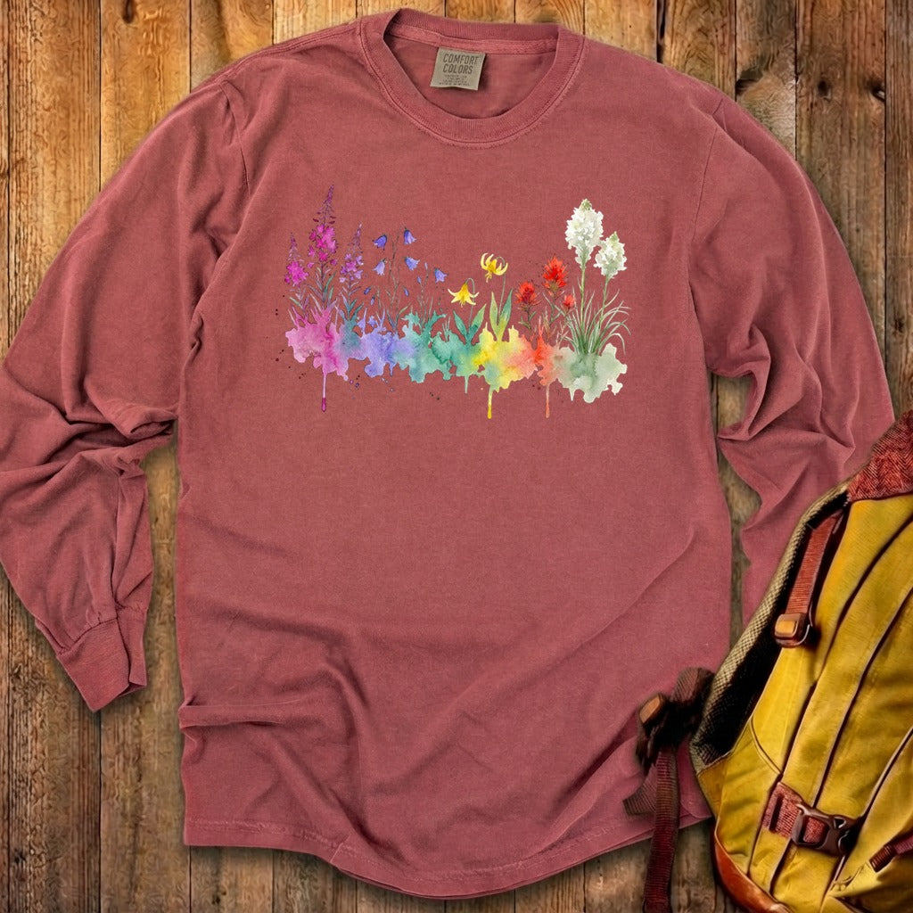 Watercolor Glacier Wildflowers Premium Long Sleeve