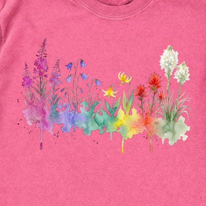 Watercolor Glacier Wildflowers Premium Long Sleeve