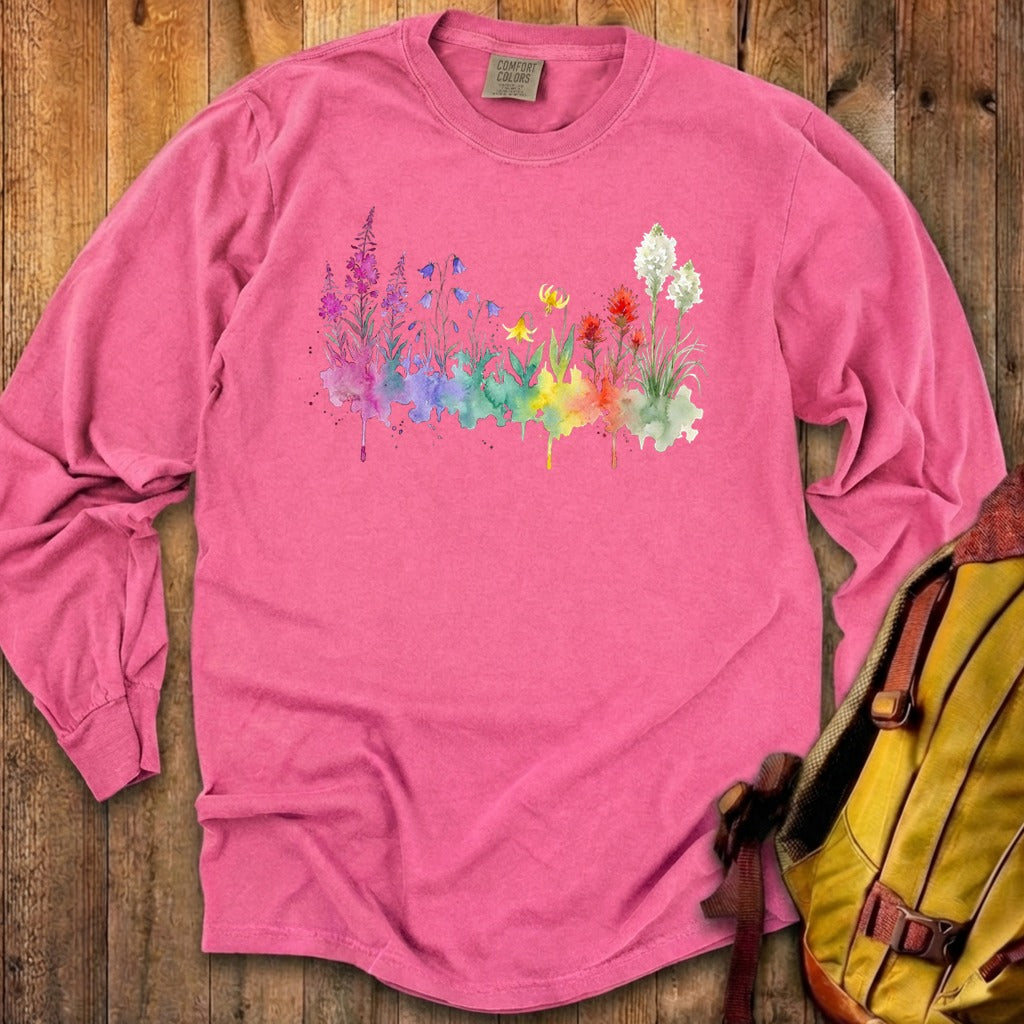 Watercolor Glacier Wildflowers Premium Long Sleeve