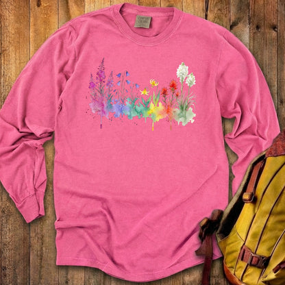 Watercolor Glacier Wildflowers Premium Long Sleeve