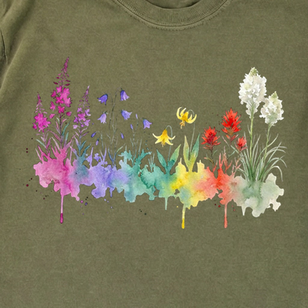 Watercolor Glacier Wildflowers Premium Long Sleeve