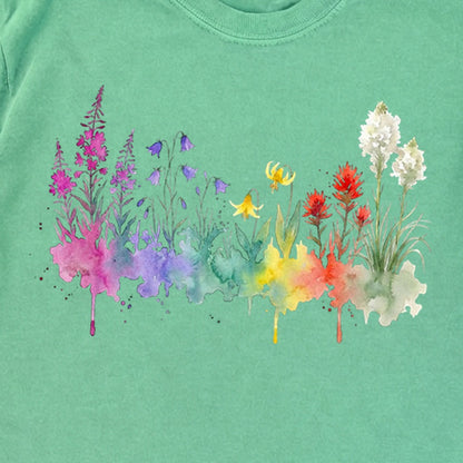 Watercolor Glacier Wildflowers Premium Long Sleeve