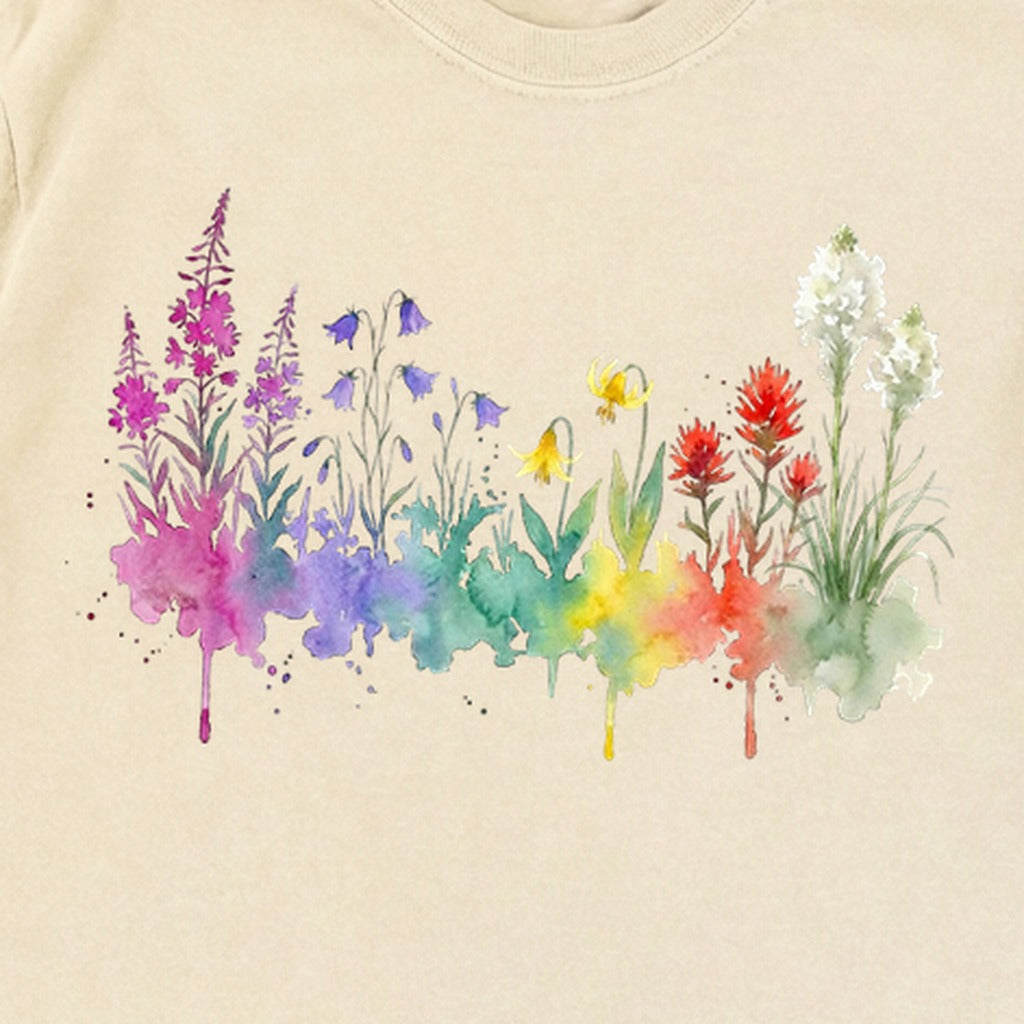 Watercolor Glacier Wildflowers Premium Long Sleeve