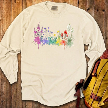 Watercolor Glacier Wildflowers Premium Long Sleeve