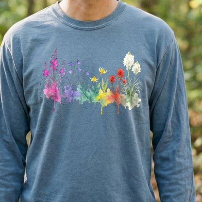Watercolor Glacier Wildflowers Premium Long Sleeve