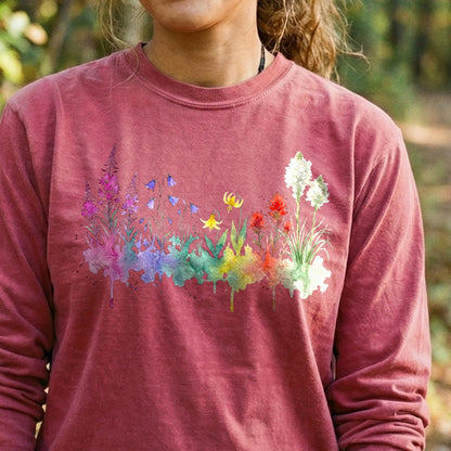 Watercolor Glacier Wildflowers Premium Long Sleeve