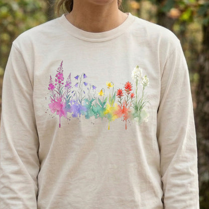 Watercolor Glacier Wildflowers Premium Long Sleeve