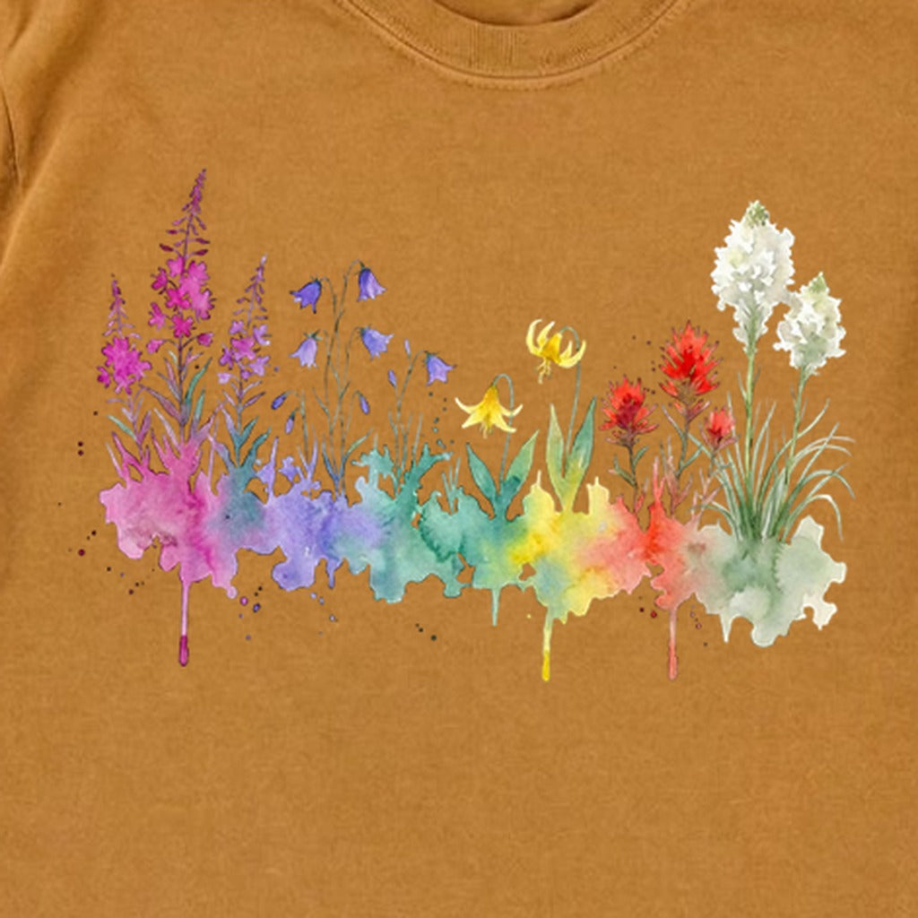 Watercolor Glacier Wildflowers Premium Long Sleeve