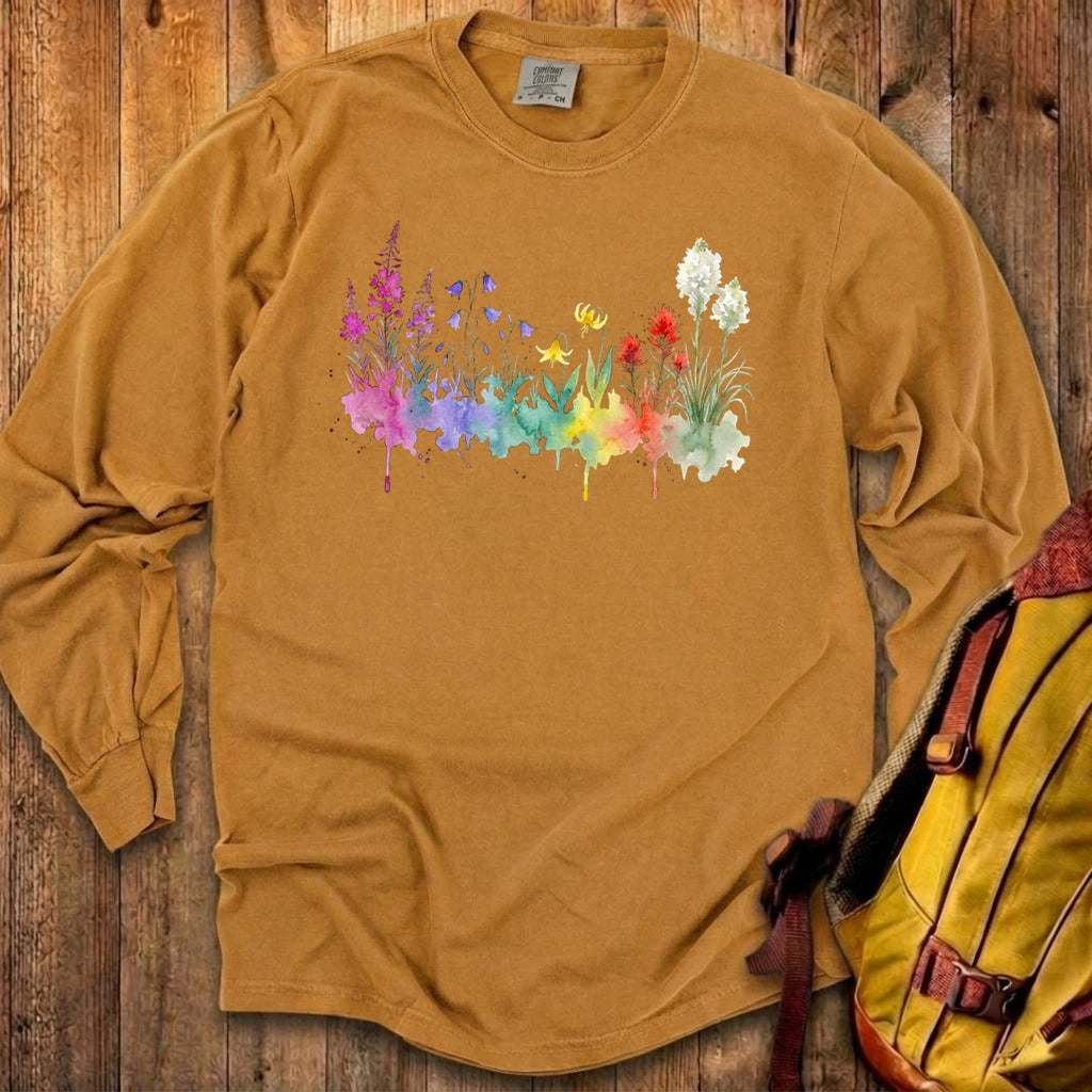 Watercolor Glacier Wildflowers Premium Long Sleeve