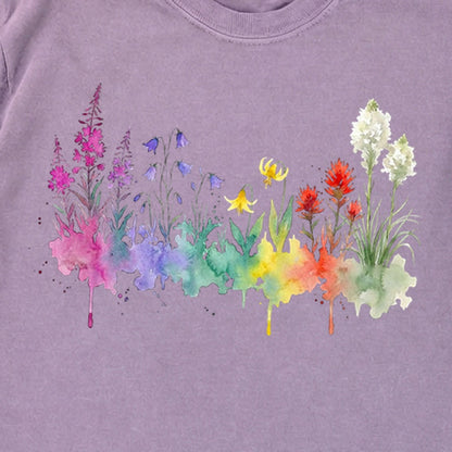 Watercolor Glacier Wildflowers Premium Long Sleeve