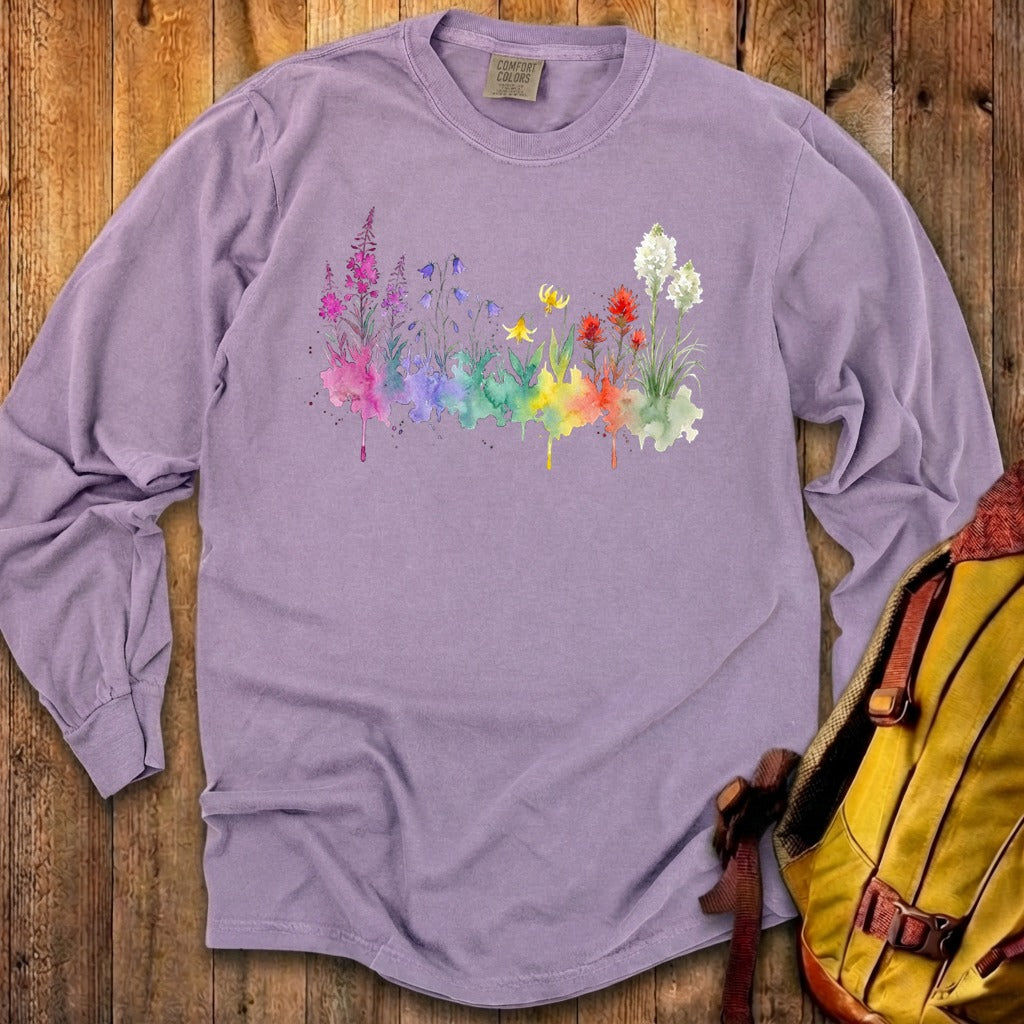 Watercolor Glacier Wildflowers Premium Long Sleeve