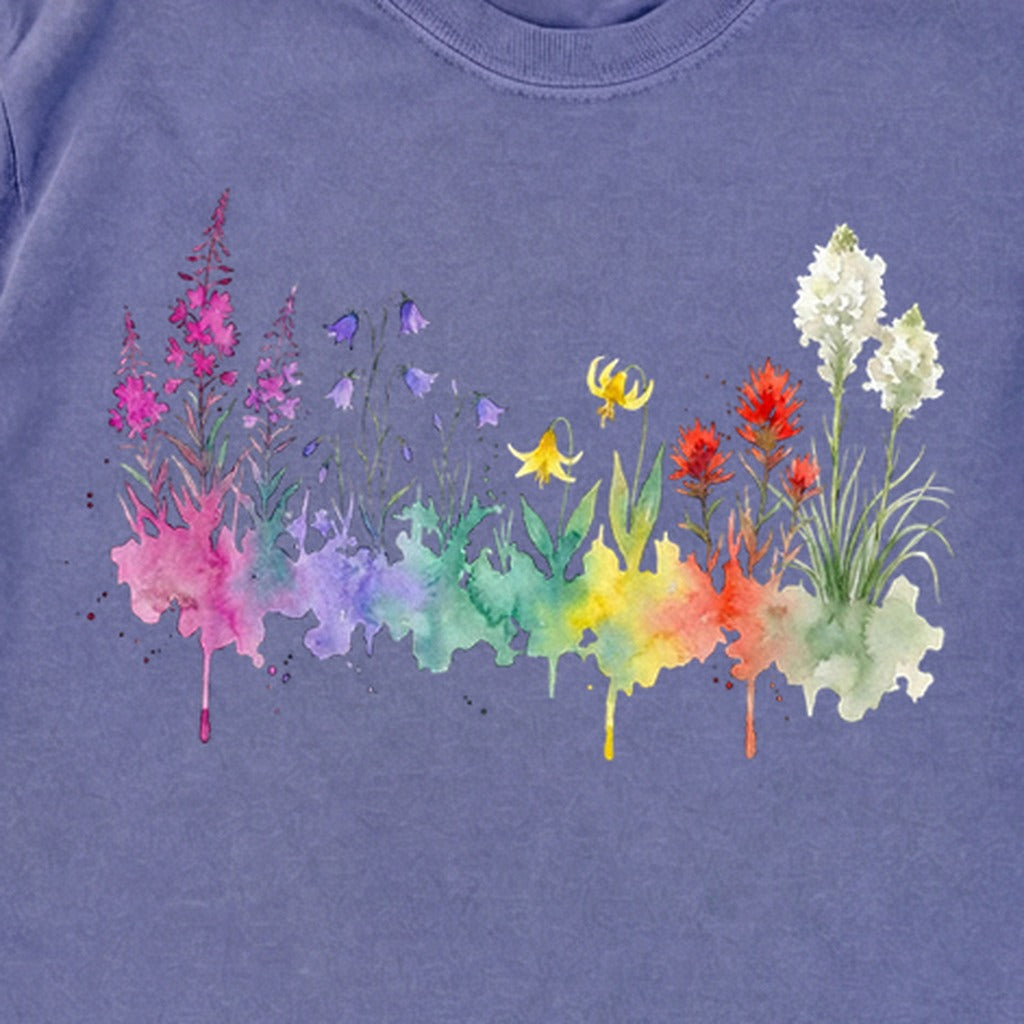 Watercolor Glacier Wildflowers Premium Long Sleeve