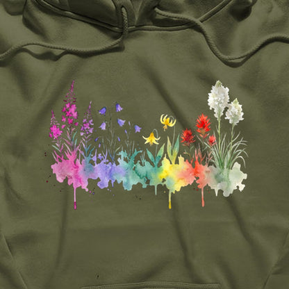 Watercolor Glacier Wildflowers Hoodie