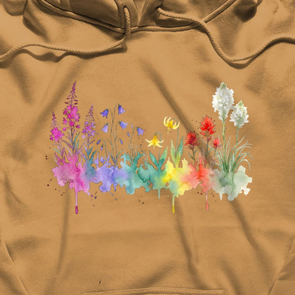 Watercolor Glacier Wildflowers Hoodie