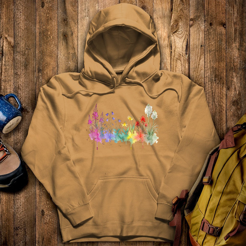 Watercolor Glacier Wildflowers Hoodie