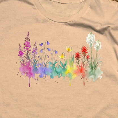 Watercolor Glacier Wildflowers T-Shirt