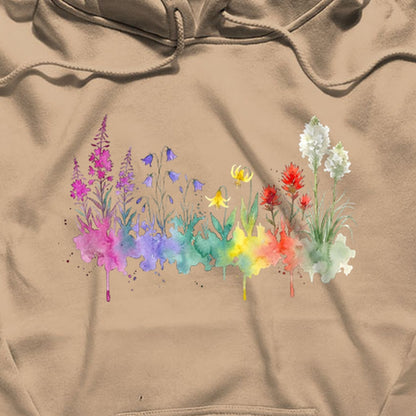 Watercolor Glacier Wildflowers Hoodie