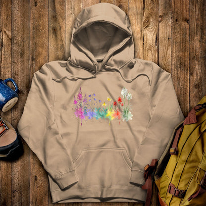 Watercolor Glacier Wildflowers Hoodie