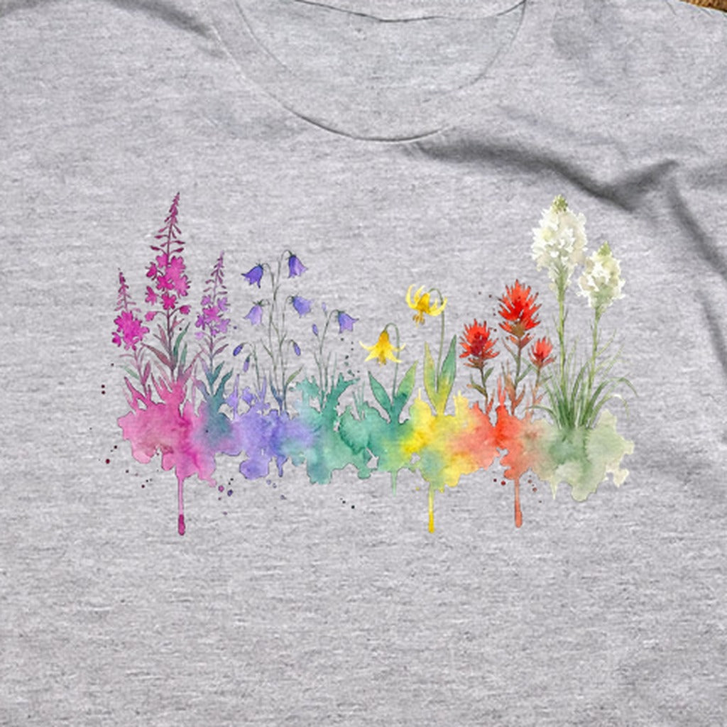 Watercolor Glacier Wildflowers T-Shirt
