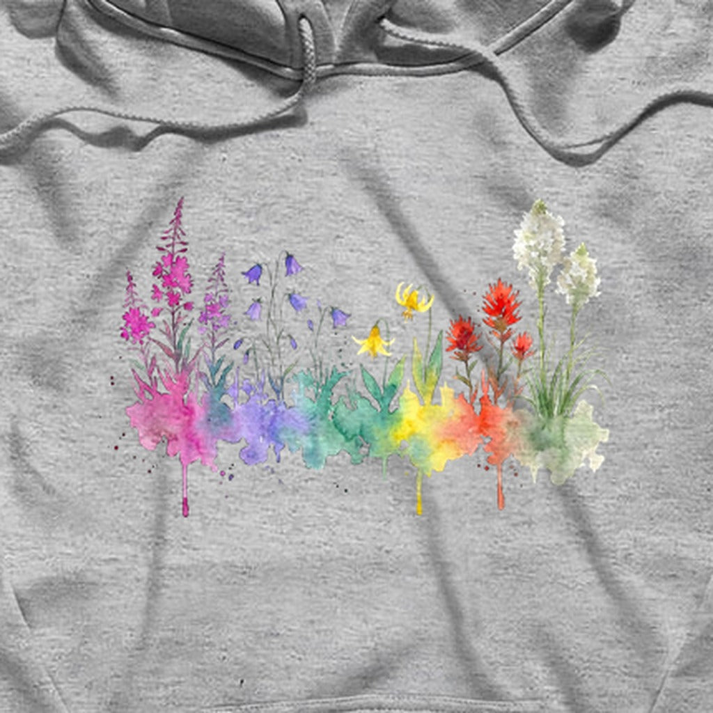 Watercolor Glacier Wildflowers Hoodie