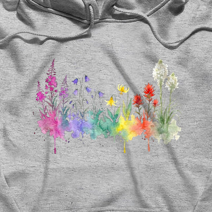 Watercolor Glacier Wildflowers Hoodie