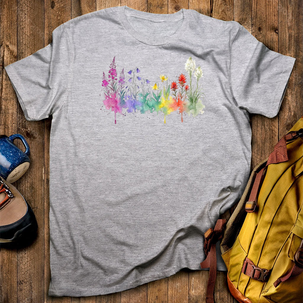Watercolor Glacier Wildflowers T-Shirt