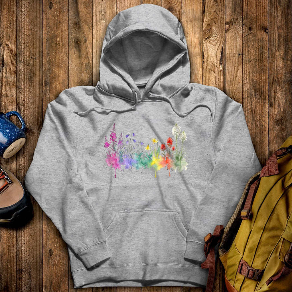 Watercolor Glacier Wildflowers Hoodie