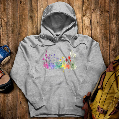 Watercolor Glacier Wildflowers Hoodie