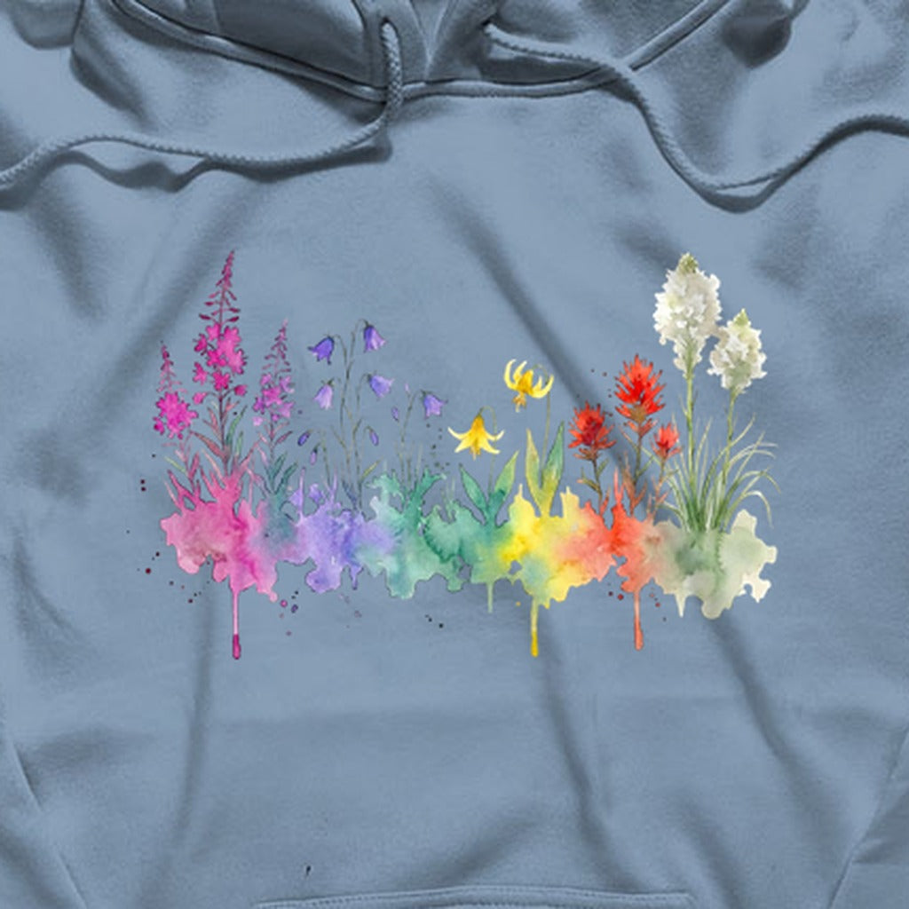 Watercolor Glacier Wildflowers Hoodie