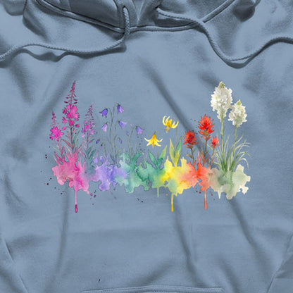 Watercolor Glacier Wildflowers Hoodie
