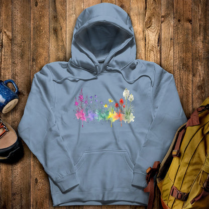 Watercolor Glacier Wildflowers Hoodie