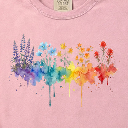 Watercolor Grand Canyon Wildflowers Cotton T-Shirt