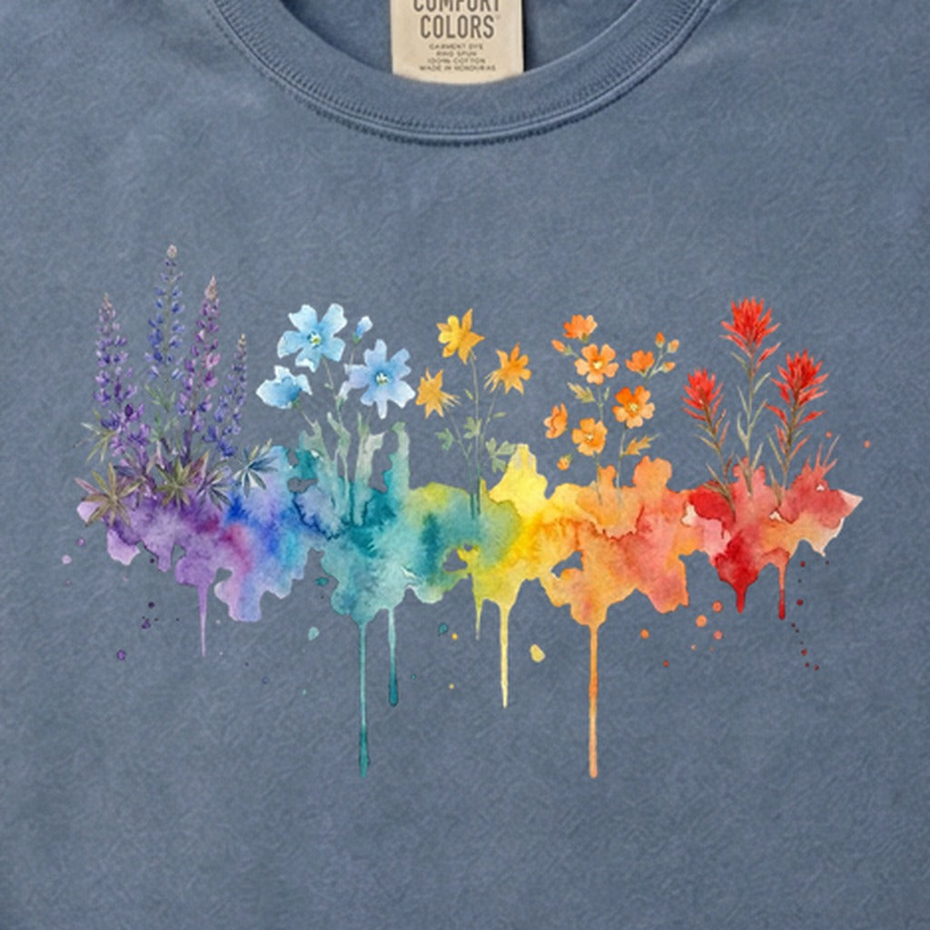 Watercolor Grand Canyon Wildflowers Cotton T-Shirt