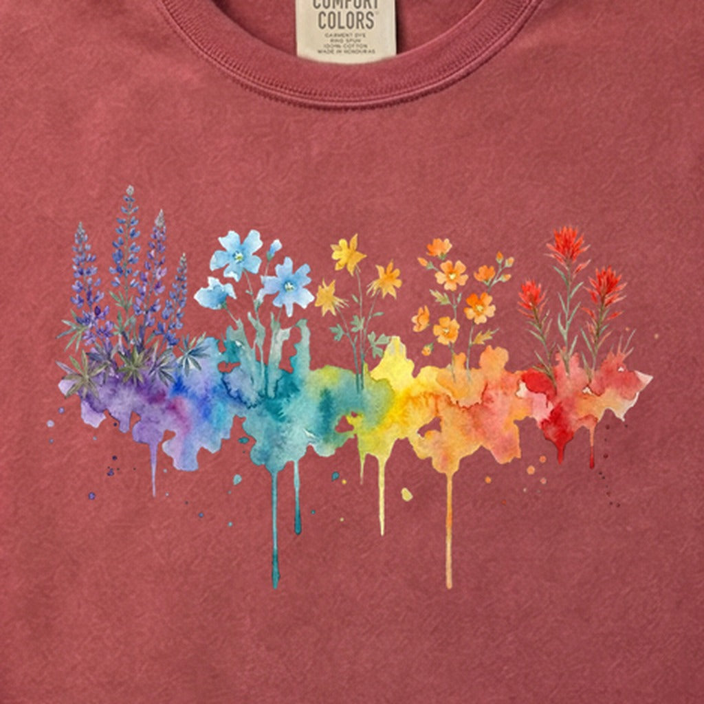 Watercolor Grand Canyon Wildflowers Cotton T-Shirt