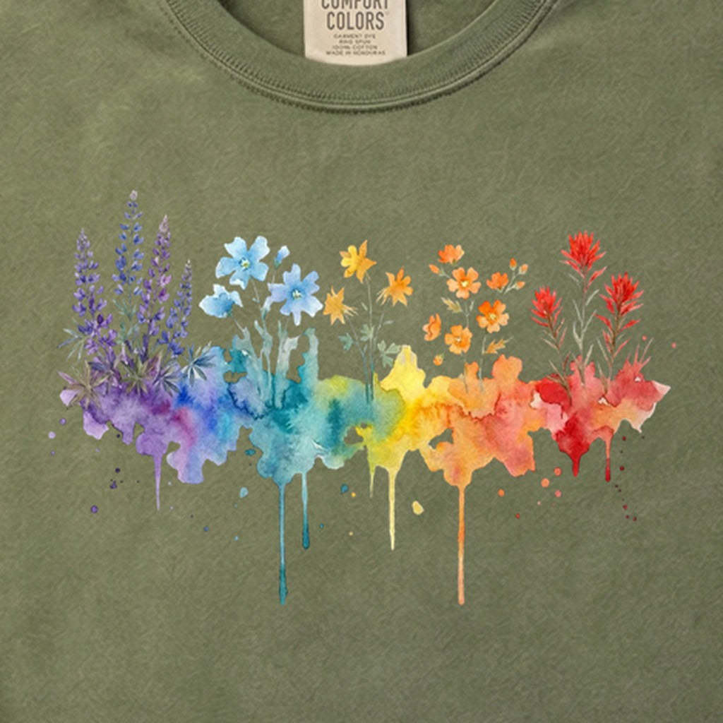 Watercolor Grand Canyon Wildflowers Cotton T-Shirt