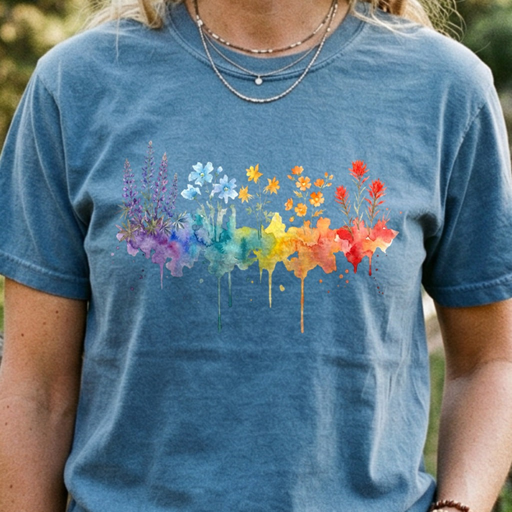 Watercolor Grand Canyon Wildflowers Cotton T-Shirt