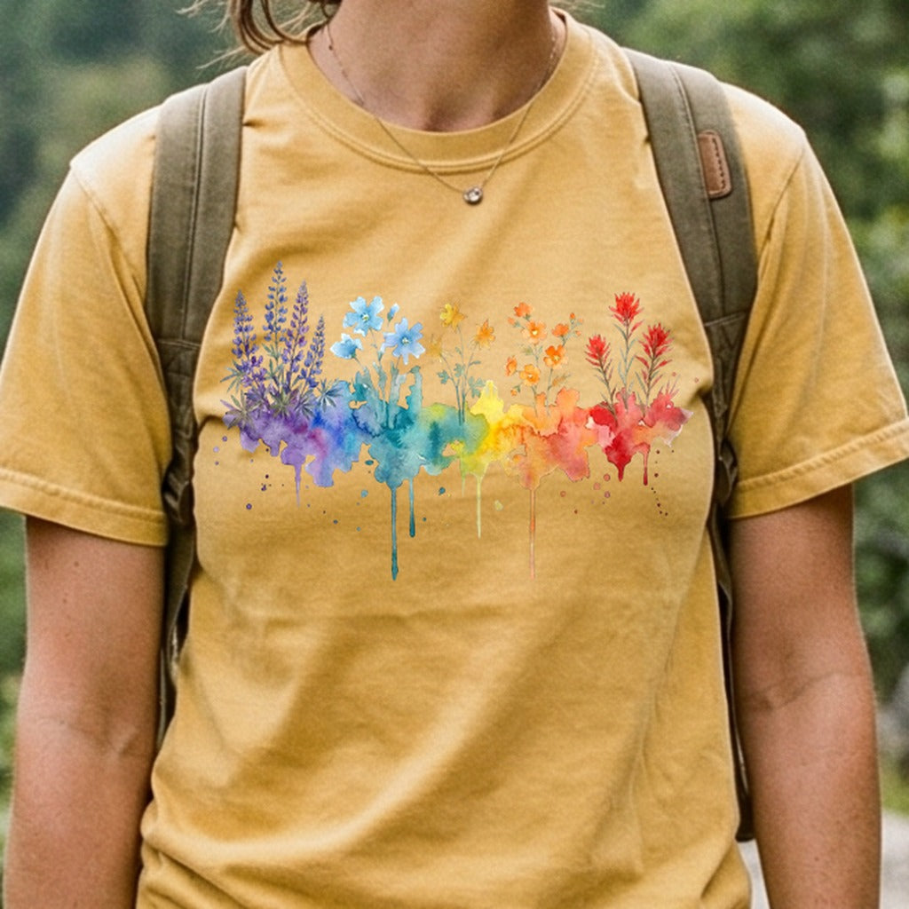 Watercolor Grand Canyon Wildflowers Cotton T-Shirt