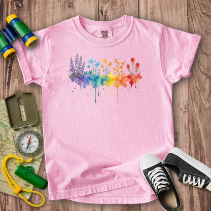 Watercolor Grand Canyon Wildflowers Kids Cotton T-Shirt