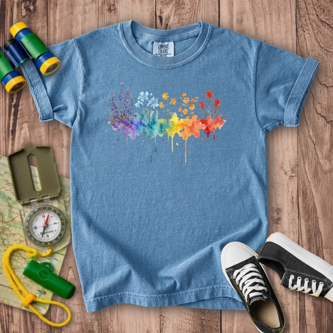 Watercolor Grand Canyon Wildflowers Kids Cotton T-Shirt