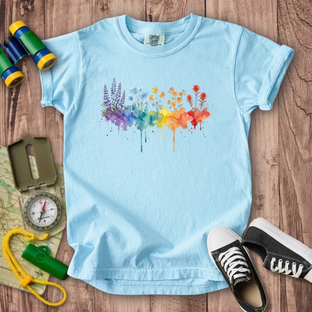 Watercolor Grand Canyon Wildflowers Kids Cotton T-Shirt