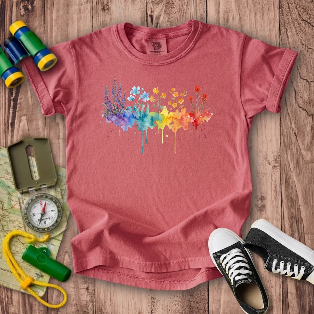 Watercolor Grand Canyon Wildflowers Kids Cotton T-Shirt